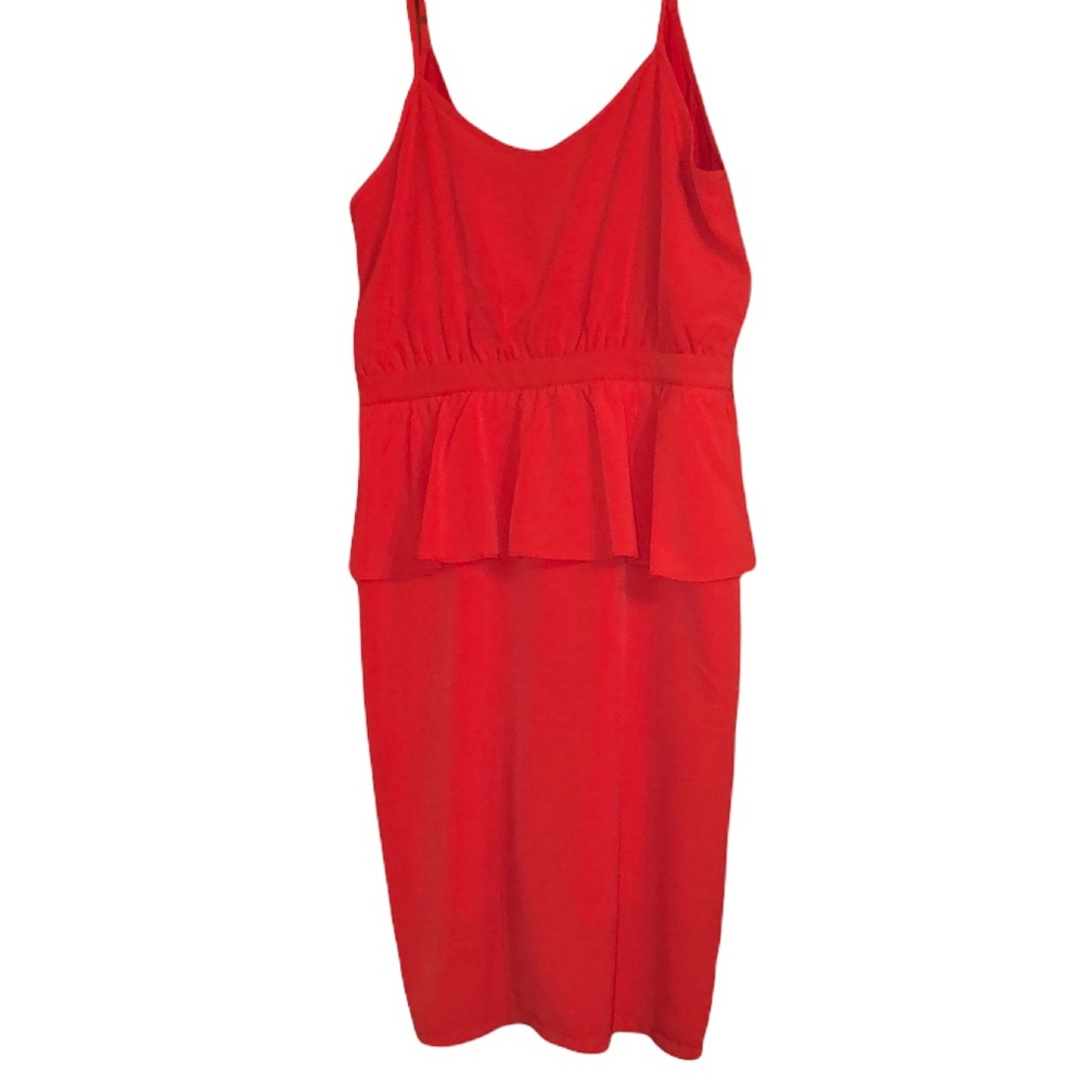 NWT Francesca’s Red Ruffle Low Back Pencil Skirt Dress Size Large